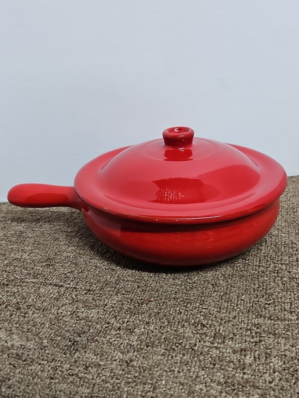 Vintage Coop Stov Albisola Red Glazed Terracotta Crepe Skillet & Lid #22